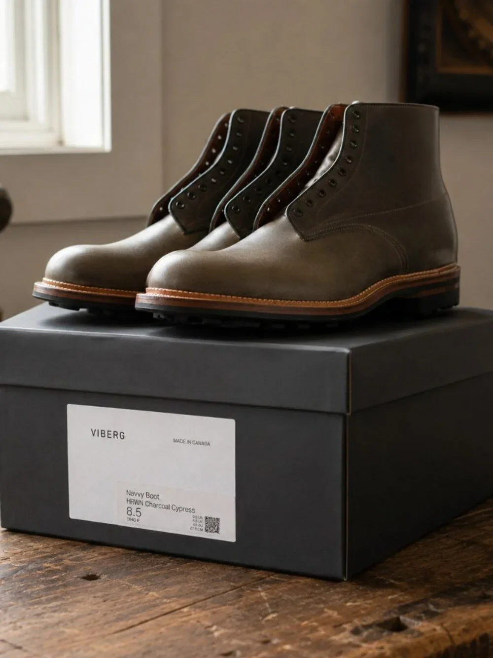 Viberg Navvy Boot Viberg Size 8.5E Horween Charcoal Cypress New Unworn